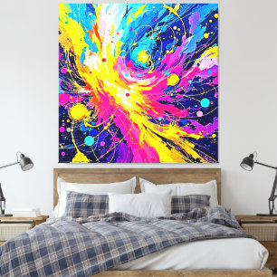 Cosmic Burst: Vibrant Splatter Art Canvas Print