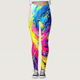Cosmic Burst: Vibrant Splatter Art Leggings