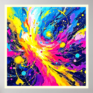 Cosmic Burst: Vibrant Splatter Art Poster