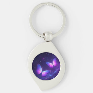 Cosmic Butterfly Duo – Dreamy Galaxy Night Keychain