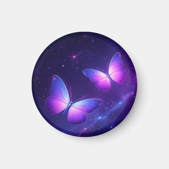 Cosmic Butterfly Duo – Dreamy Galaxy Night Magnet (Front)