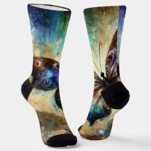 Cosmic Butterfly Fantasy Artwork Socks