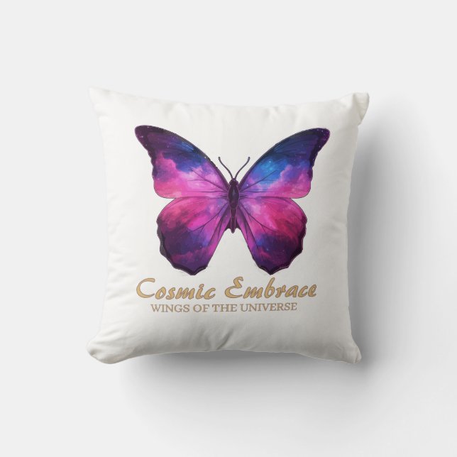 Cosmic Butterfly Galaxy Wings Throw Pillow (Front)