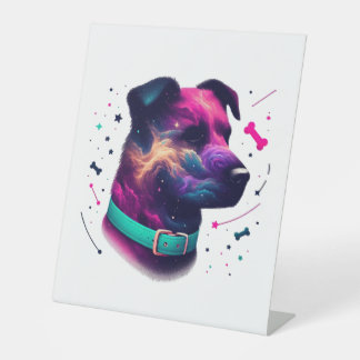 Cosmic Canine Graphic Tee Pedestal Sign