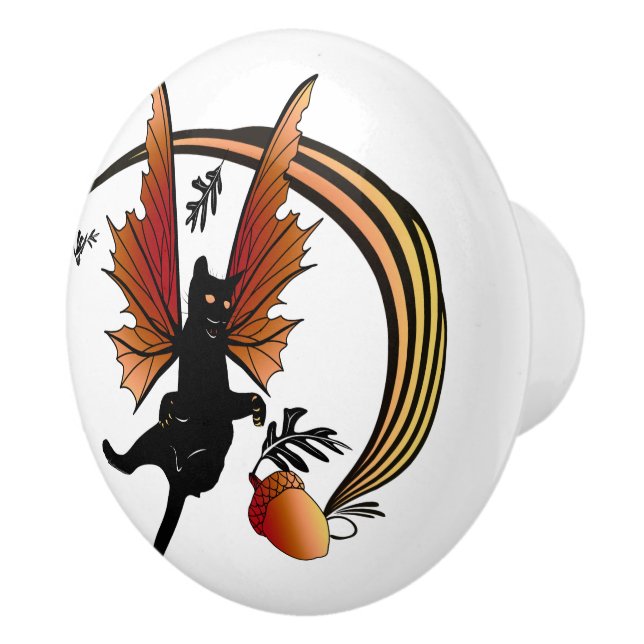 Cosmic Cat Acorn Ceramic Knob (Right)