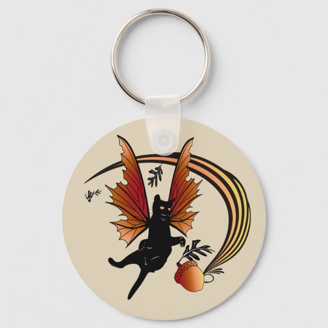 Cosmic Cat Acorn Keychain (Front)