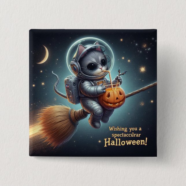 Cosmic Cat Astronaut: Magic and Space Adventure  2 Inch Square Button (Front)