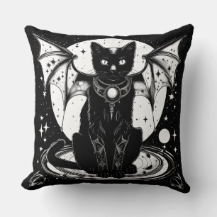 Cosmic Cat Bat Cat I Throw Pillow