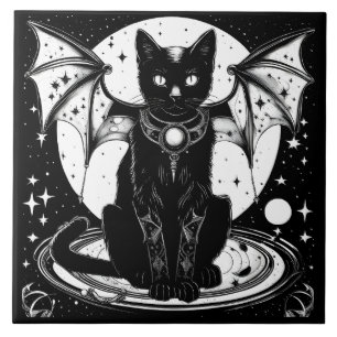 Cosmic Cat Bat Cat I Tile
