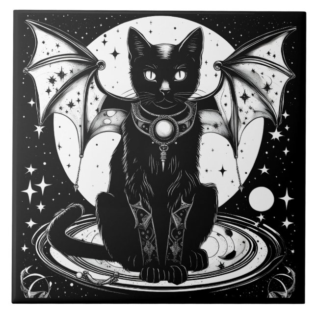 Cosmic Cat Bat Cat I Tile (Front)