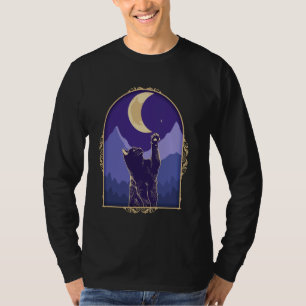 Cosmic Cat Crescent Moon Star Mystical Celestial C T-Shirt