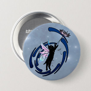 Cosmic Cat Dandelion 3 Inch Round Button