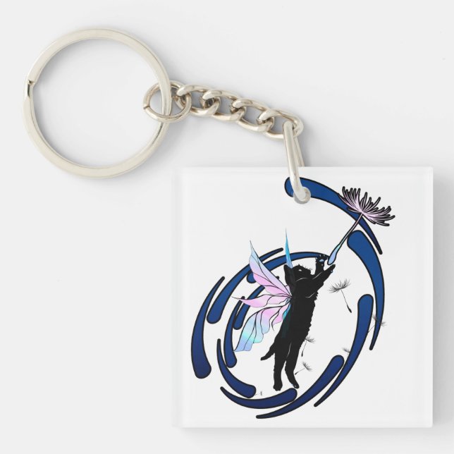 Cosmic Cat Dandelion Keychain (Front)