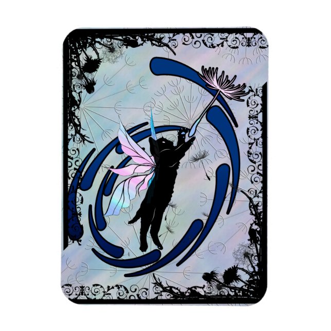 Cosmic Cat Dandelion Magnet (Vertical)