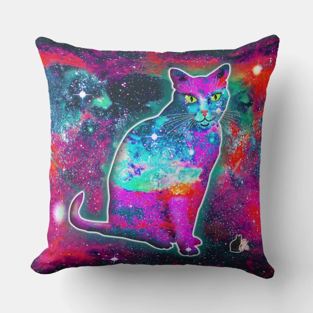 Cosmic Cat Delta Throw Pillow (Front)