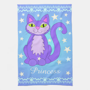 Cosmic Cat Design Personalized Pet Name Tea Towels