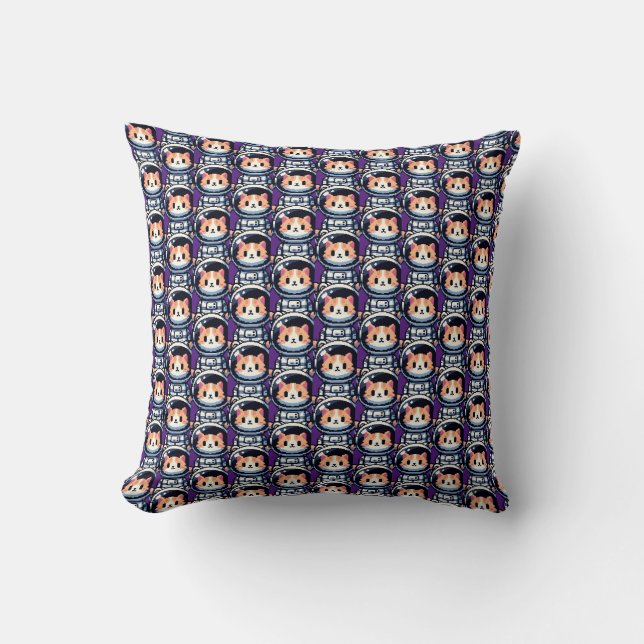 Cosmic Cat Explorer Throw Pillow (Front)