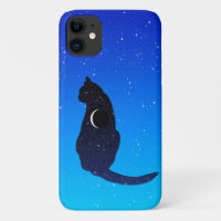 Cosmic Cat in Stars and Crescent Moon Pattern