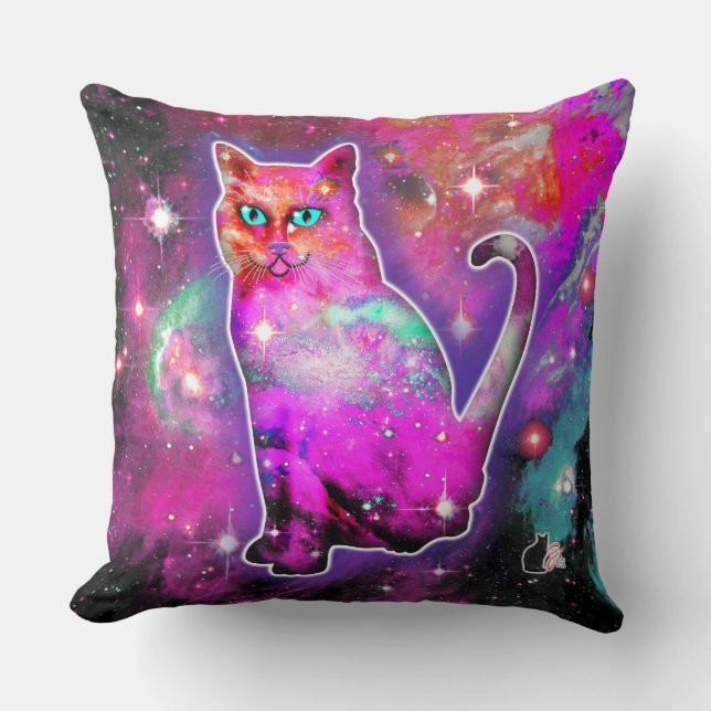 Cosmic Cat Iota Throw Pillow (Front)