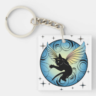 Cosmic Cat Moon Keychain