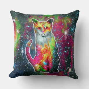 Cosmic Cat Omega Throw Pillow