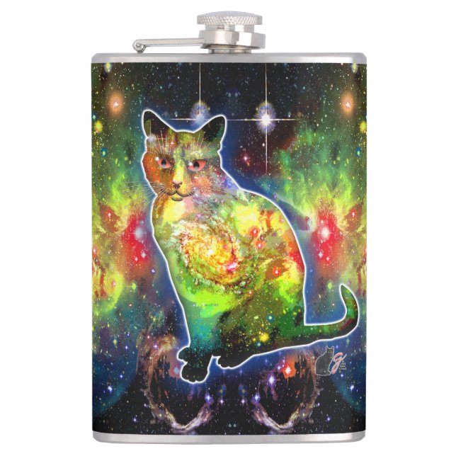 Cosmic Cat Omicron Hip Flask (Front)