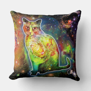 Cosmic Cat Omicron Throw Pillow