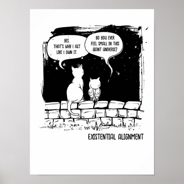 Cosmic Cat Perspective Funny Cat Art Poster (Front)