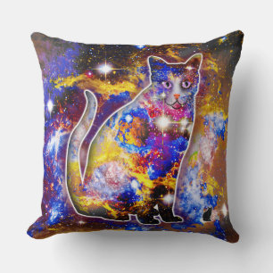 Cosmic Cat Psi Throw Pillow