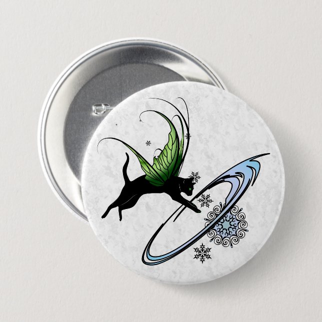 Cosmic Cat Snowflake 3 Inch Round Button (Front & Back)