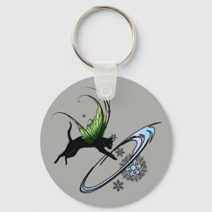 Cosmic Cat Snowflake Keychain