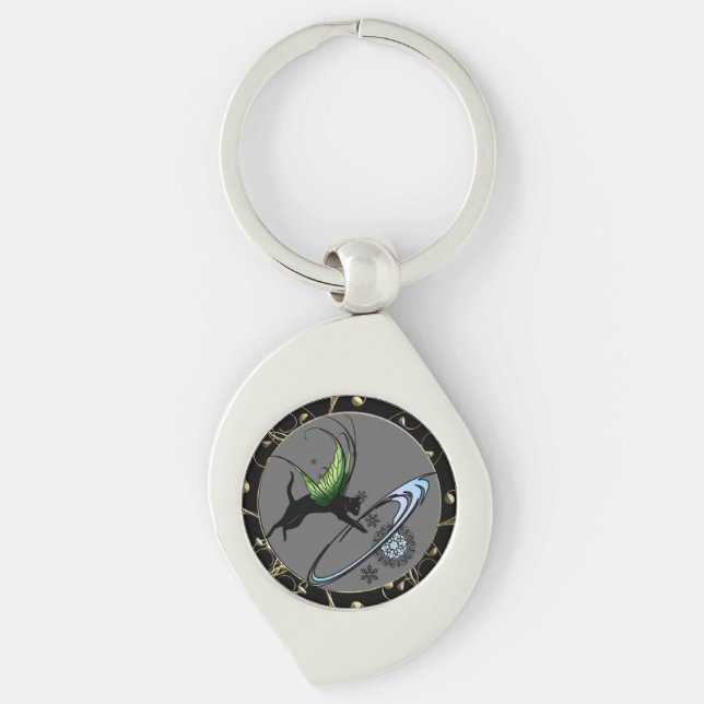Cosmic Cat Snowflake Keychain (Front)