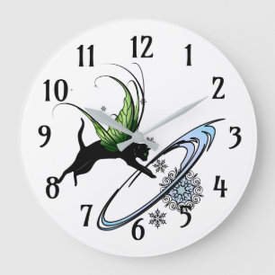 Cosmic Cat Snowflake Large Clock