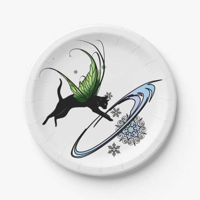 Cosmic Cat Snowflake Paper Plate (Front)