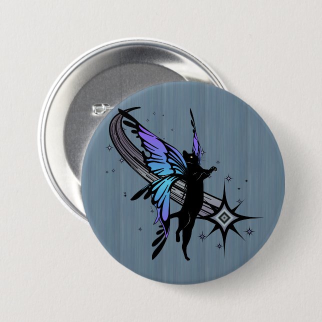 Cosmic Cat Star 3 Inch Round Button (Front & Back)