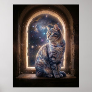 Cosmic Cat Star Window Poster