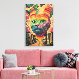 Cosmic Cat - Surreal Galaxy Art Canvas Print