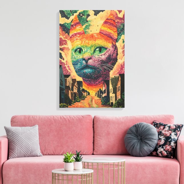 Cosmic Cat - Surreal Galaxy Art Canvas Print (Insitu(LivingRoom))