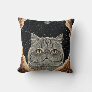 Cosmic Cat Throw Pillow