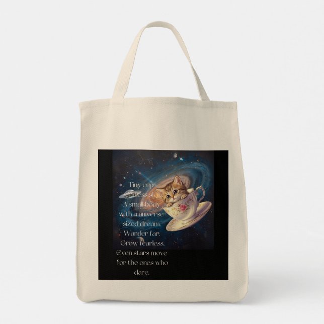 Cosmic Cat Tote Bag – Cute Space Kitten  (Dos)