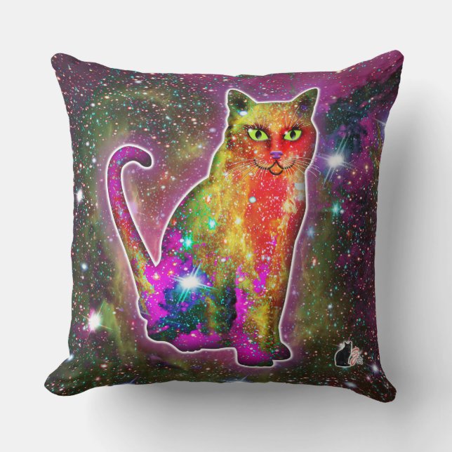 Cosmic Cat Zeta Throw Pillow (Front)