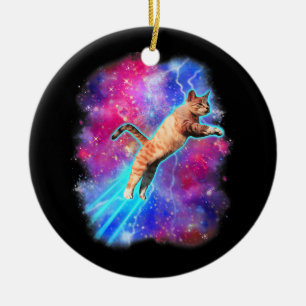 Cosmic Cats Funny Outer Space Tee Galaxy Kitty Kit Ceramic Ornament