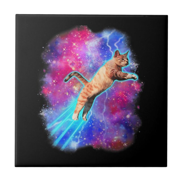 Cosmic Cats Funny Outer Space Tee Galaxy Kitty Kit Tile (Front)