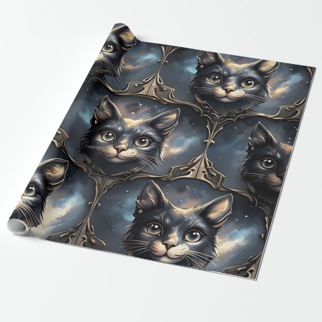 Cosmic Cats Wrapping Paper (Unrolled)