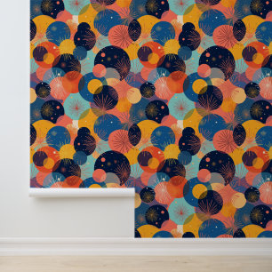 Cosmic Celebration Abstract Fireworks Pattern Wallpaper