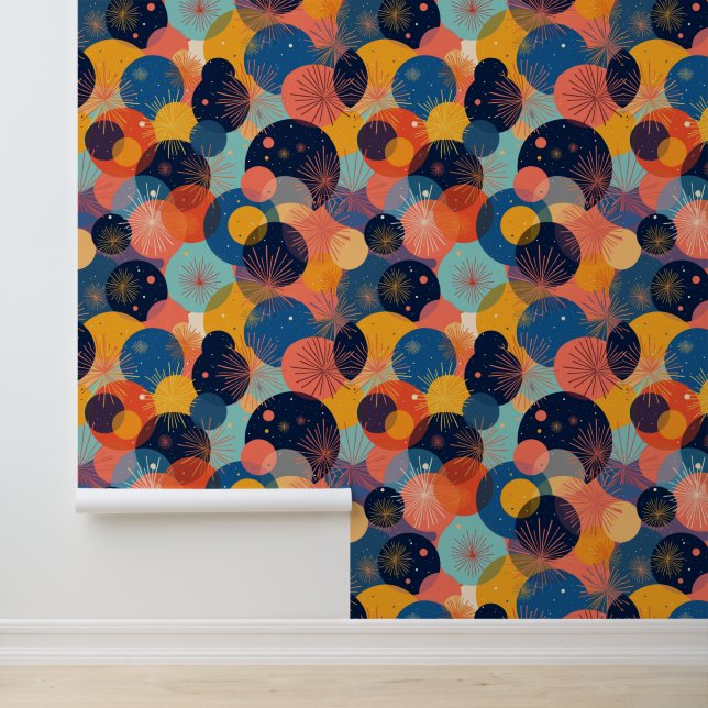 Cosmic Celebration Abstract Fireworks Pattern Wallpaper (Application)