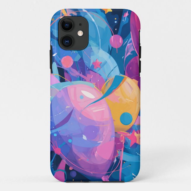 Cosmic Celebration: Abstract Floating Orbs and Sta Case-Mate iPhone Case (Back)