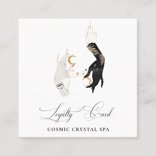*~* Cosmic Celestial Hands Palm Leaves QR Rewards  Loyalty Card (Back)