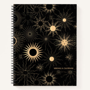 Cosmic Celestial Sun Patterns Personalized Notebook