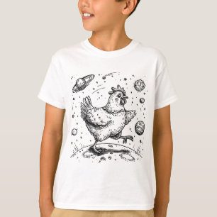 Cosmic Chicken Moonwalk Outer Space Planet Saturn T-Shirt
